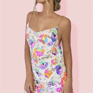 Rainbow Floral Sequin Dress